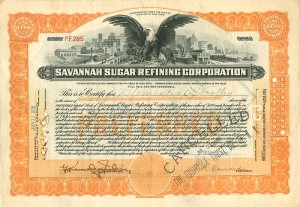 Savannah Sugar Refining Corporation - Stock Certificate